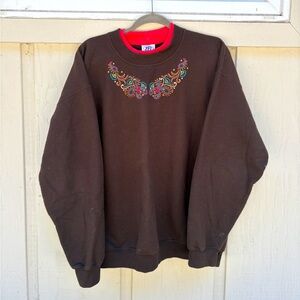 Brown embroidered vintage crewneck